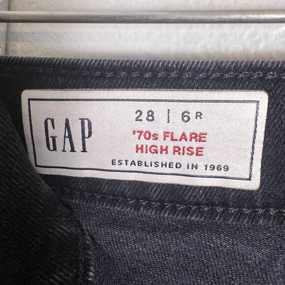 GAP Women's 70s High Rise Flare Jeans Denim Black Sz 28 Boho - Picture 6 of 10